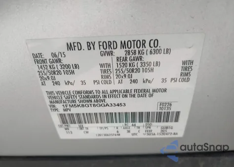 2016 Ford Explorer Sport from USA, damaged, VIN 1FM5K8GT8GGA33453